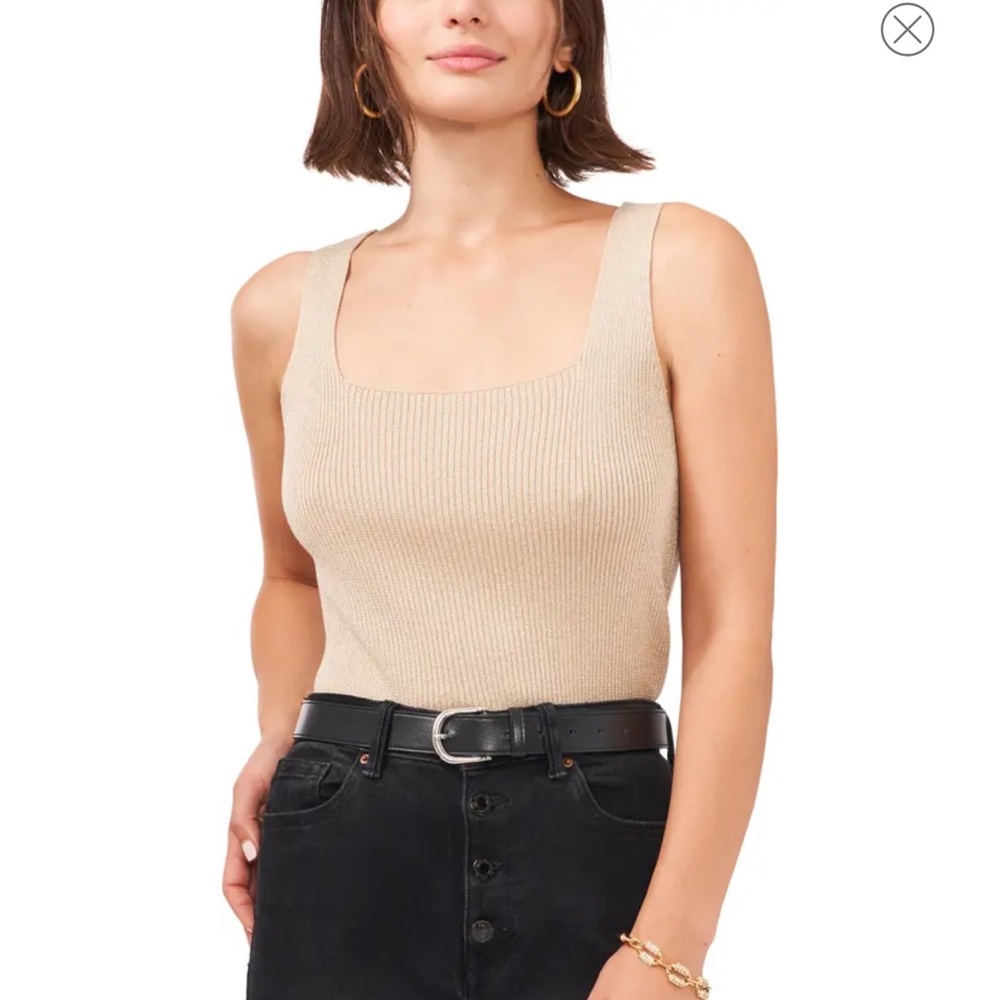 VINCE CAMUTO Square Neck Rib Tank Top in Flax - NWT